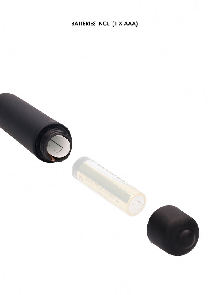 Silicone Vibrating Bullet Plug With Beaded Tip  - Black