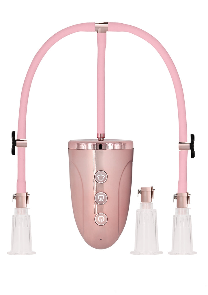Automatic Rechargeable Clitoral & Nipple Pump Set - M - Pink