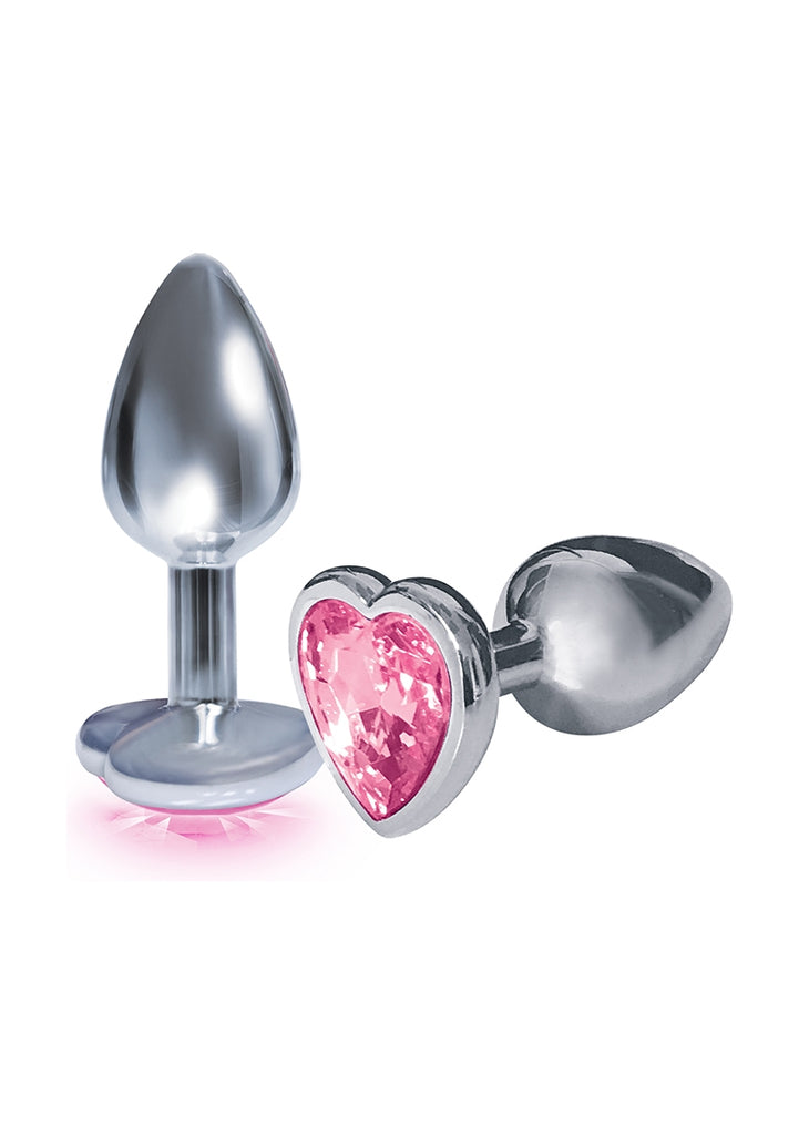 Bejeweled Heart Stainless Steel Plug - Pink