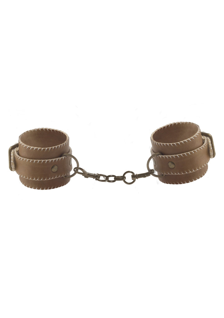Leather Hand Cuffs - Brown