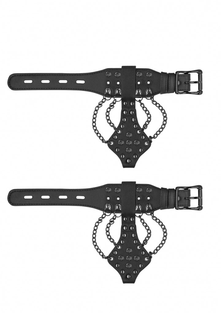 Handcuffs with Spikes and Chains - Black