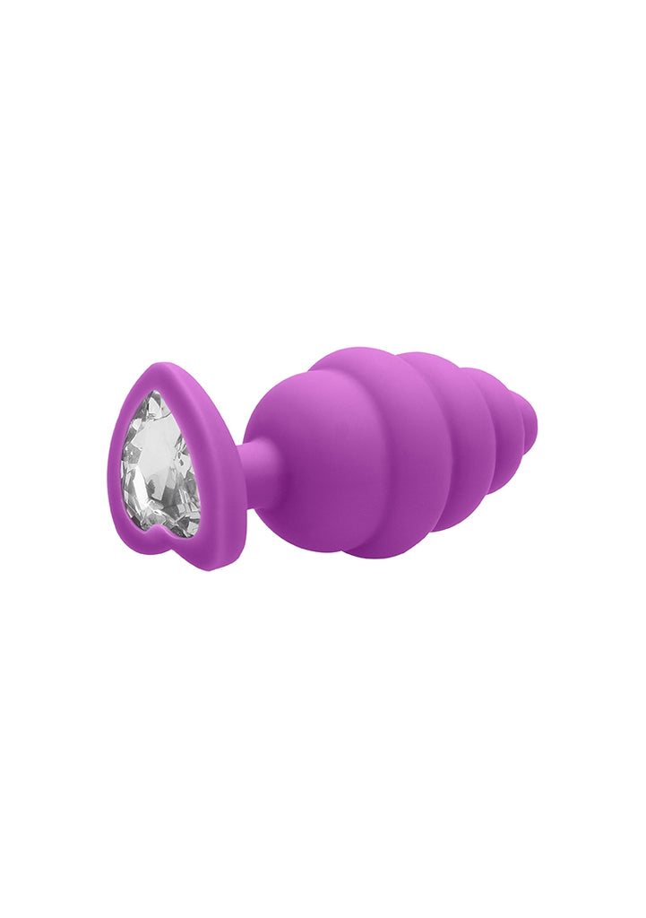 Regular Ribbed Diamond Heart Plug - Purple