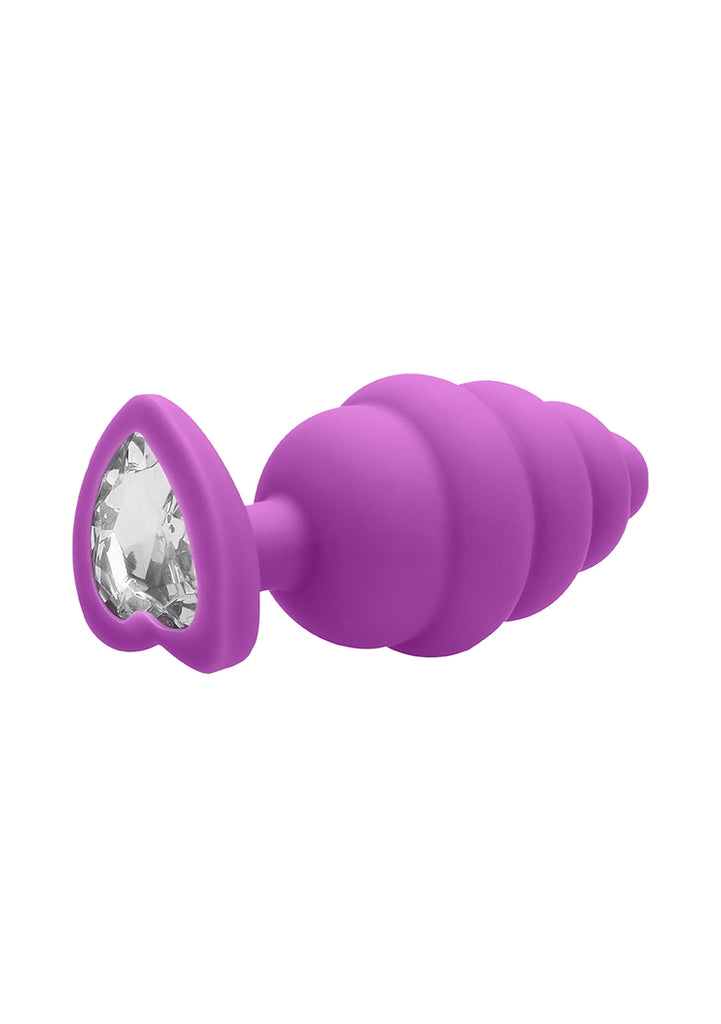 Large Ribbed Diamond Heart Plug - Purple