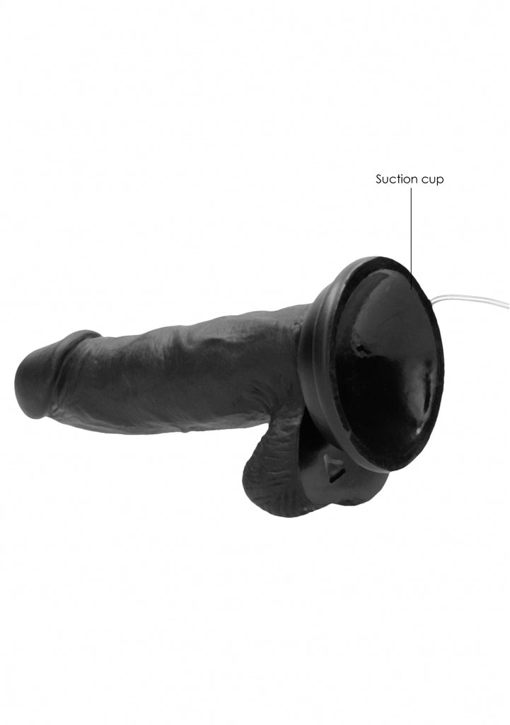 Vibrating Realistic Cock - 6" - With Scrotum - Black