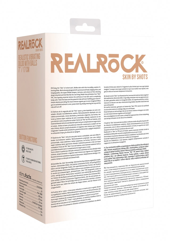 Realrock 7-17 cm  Vibrating Dildo With Balls - Flesh