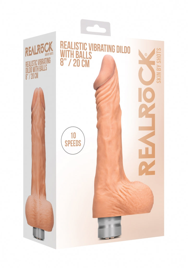 Realrock 8-20 cm  Vibrating Dildo With Balls - Flesh