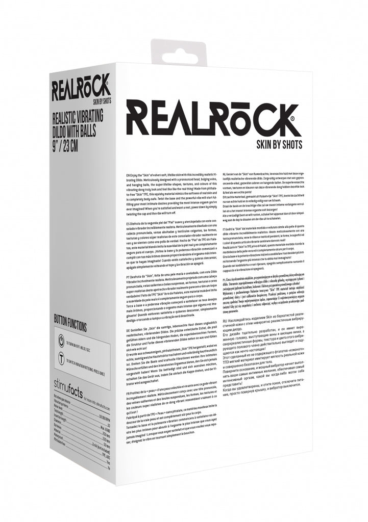 Realrock 9-23 cm  Vibrating Dildo With Balls - Black