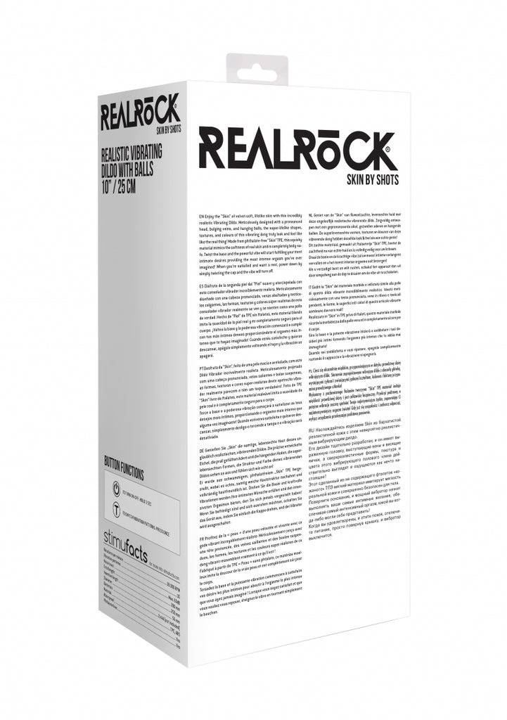 Realrock 10-25 cm  Vibrating Dildo With Balls - Black