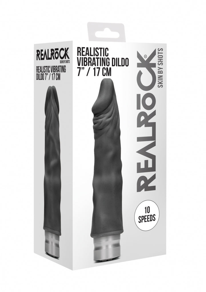 Realrock 7-17 cm  Vibrating Dildo - Black