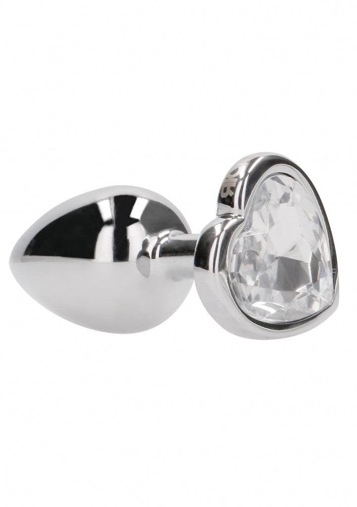 Love Heart Diamond Plug - 2.75 Inch - Silver