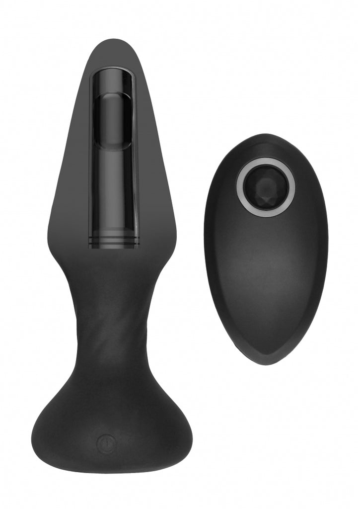 No. 81 - Rechargeable Remote Controlled Butt Plug - Black